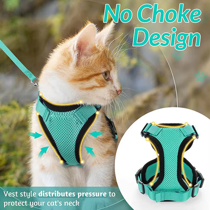 Cat Harness and Leash for Walking, Escape Proof Soft Adjustable Vest Harnesses for Cats, Easycontrol