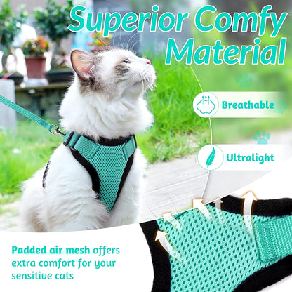 Cat Harness and Leash for Walking, Escape Proof Soft Adjustable Vest Harnesses for Cats, Easycontrol