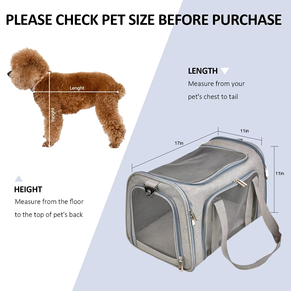 Dog Carrier Bag Soft Side Backpack Cat Pet Carriers Dog Travel Bags Airline Approved Transport for Small Dogs Cats Outgoing