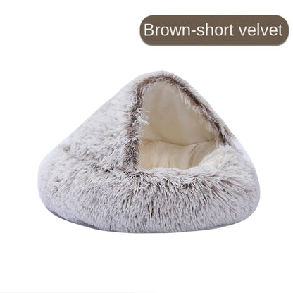 Plush Pet Cat Bed round Cat Cushion Cat House 2 in 1 Warm Cat Basket Pet Sleep Bag Cat Nest Kennel for Small Dog Cat Dog Bed