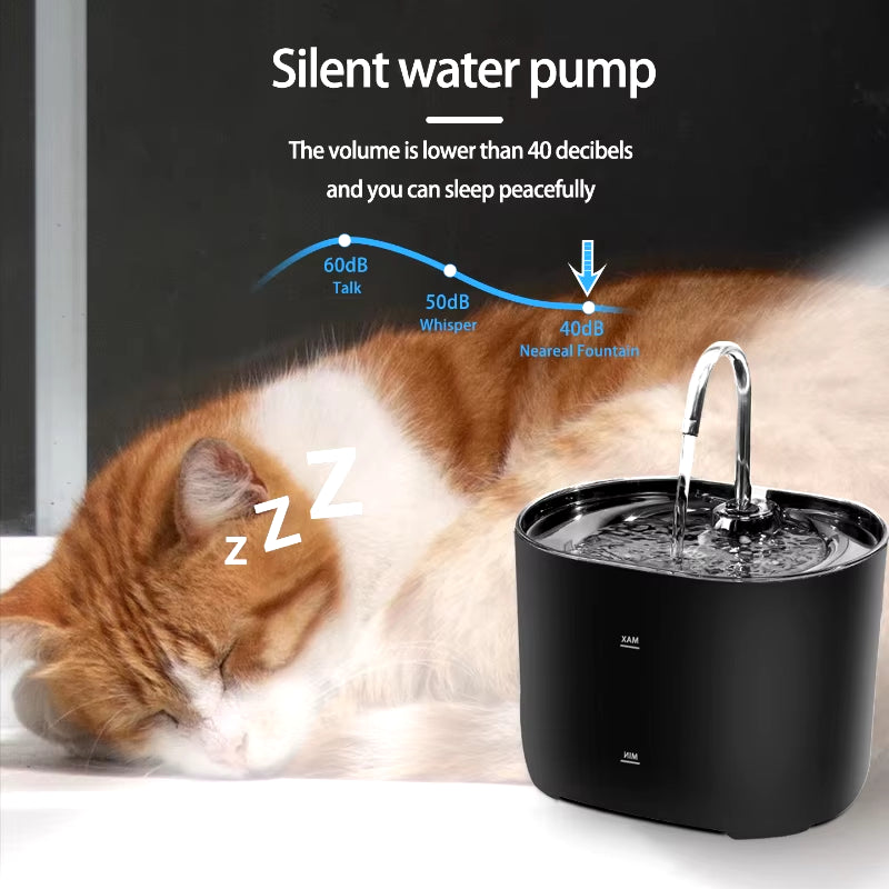 Cats Water Fountain Automatic Filter Cats Fountain with Stainless Steel Faucet Silent Water Pump Pet Cats Dog Water Dispenser