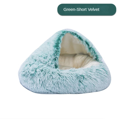 Plush Pet Cat Bed round Cat Cushion Cat House 2 in 1 Warm Cat Basket Pet Sleep Bag Cat Nest Kennel for Small Dog Cat Dog Bed