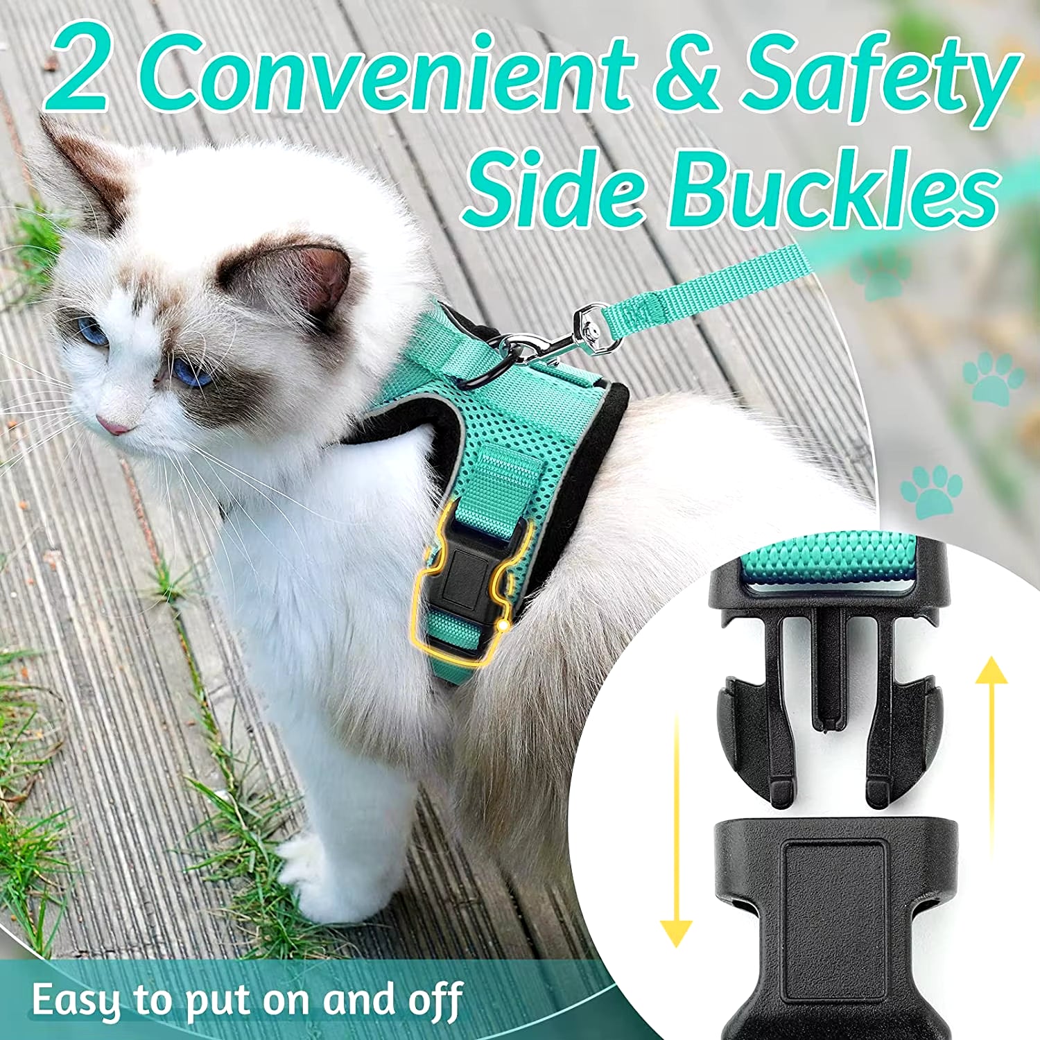 Cat Harness and Leash for Walking, Escape Proof Soft Adjustable Vest Harnesses for Cats, Easycontrol